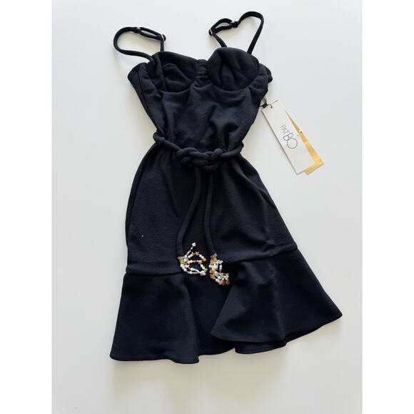 PatBO Jade Knit Mini Dress In Black Size XS Petite NWT